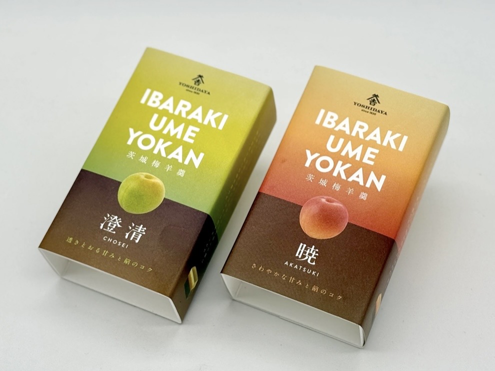 茨城の新しい梅のお菓子が新登場、その名も「IBARAKI UME YOKAN」!味わいが異なる2種類展開です。を見る