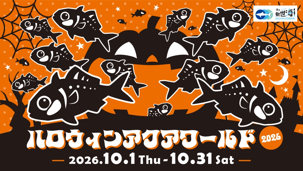 10/1～ハロウィンアクアワールド2026開催決定🎃  特設水槽や、NIGHT AQUAWORLDハロウィンバージョンで 幻想的な海の世界をお楽しみください✨を見る