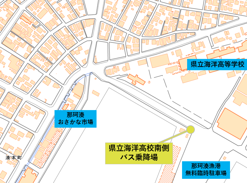 県立海洋高校南側（「那珂湊漁協加工直売所 魚食楽」前）バス乗降位置_地図